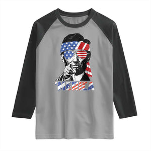 Funny Lincoln 4th Of July Merica Raglan Shirt Abe American Flag TS10 Sport Gray Black Print Your Wear