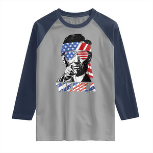 Funny Lincoln 4th Of July Merica Raglan Shirt Abe American Flag TS10 Sport Gray Navy Print Your Wear