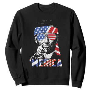 Funny Lincoln 4th Of July Merica Sweatshirt Abe American Flag TS10 Black Print Your Wear