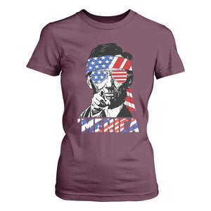 Funny Lincoln 4th Of July Merica T Shirt For Women Abe American Flag TS10 Maroon Print Your Wear