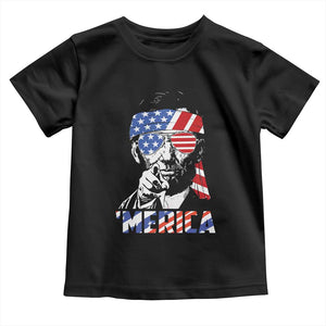 Funny Lincoln 4th Of July Merica Toddler T Shirt Abe American Flag TS10 Black Print Your Wear