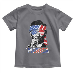 Funny Lincoln 4th Of July Merica Toddler T Shirt Abe American Flag TS10 Charcoal Print Your Wear