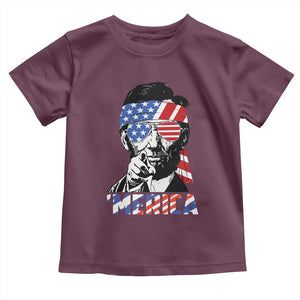 Funny Lincoln 4th Of July Merica Toddler T Shirt Abe American Flag TS10 Maroon Print Your Wear