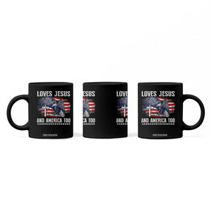Funny Loves Jesus And America Too Coffee Mug 4th Of July Patriotic Christian Eagle American Flag TS11 Print Your Wear
