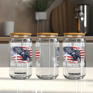 Funny Loves Jesus And America Too Glass Can 4th Of July Patriotic Christian Eagle American Flag TS11 Print Your Wear