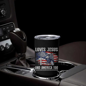 Funny Loves Jesus And America Too Tumbler Cup 4th Of July Patriotic Christian Eagle American Flag TS11 Print Your Wear