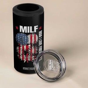 Funny MILF Man I Love Fireworks 4 in 1 Can Cooler Tumbler American Patriotic July 4th US Flag TS11 Print Your Wear