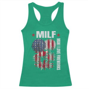 Funny MILF Man I Love Fireworks Racerback Tank Top American Patriotic July 4th US Flag TS11 Irish Green Print Your Wear