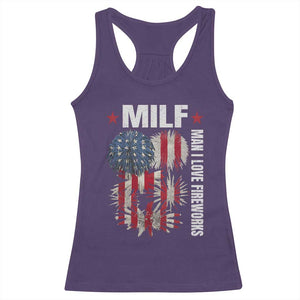Funny MILF Man I Love Fireworks Racerback Tank Top American Patriotic July 4th US Flag TS11 Purple Print Your Wear