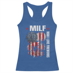 Funny MILF Man I Love Fireworks Racerback Tank Top American Patriotic July 4th US Flag TS11 Royal Blue Print Your Wear