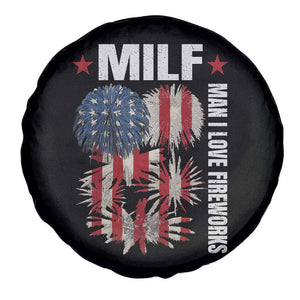 Funny MILF Man I Love Fireworks Spare Tire Cover American Patriotic July 4th US Flag TS11 Print Your Wear