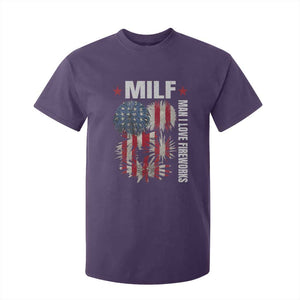 Funny MILF Man I Love Fireworks T Shirt For Kid American Patriotic July 4th US Flag TS11 Purple Print Your Wear