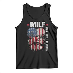 Funny MILF Man I Love Fireworks Tank Top American Patriotic July 4th US Flag TS11 Black Print Your Wear
