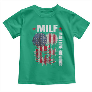 Funny MILF Man I Love Fireworks Toddler T Shirt American Patriotic July 4th US Flag TS11 Irish Green Print Your Wear