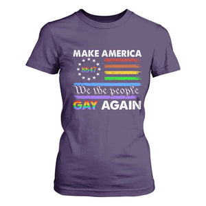 Funny Make America Gay Again 8647 T Shirt For Women Rainbow Betsy Ross Flag TS11 Purple Print Your Wear