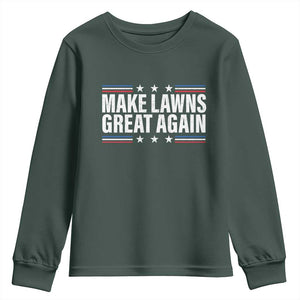Funny Make Lawns Great Again Youth Sweatshirt Lawn Mower Dad Gardener TS11 Dark Forest Green Print Your Wear