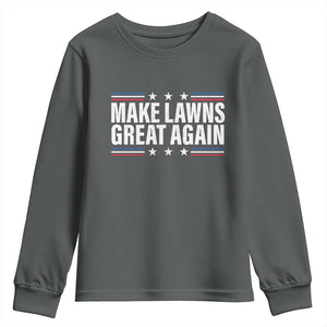 Funny Make Lawns Great Again Youth Sweatshirt Lawn Mower Dad Gardener TS11 Dark Heather Print Your Wear