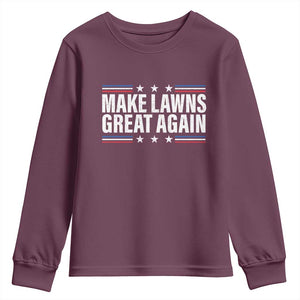 Funny Make Lawns Great Again Youth Sweatshirt Lawn Mower Dad Gardener TS11 Maroon Print Your Wear