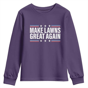 Funny Make Lawns Great Again Youth Sweatshirt Lawn Mower Dad Gardener TS11 Purple Print Your Wear