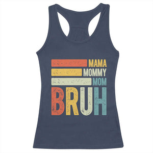 Funny Mama Mommy Mom Bruh Racerback Tank Top Mother's Day Vintage Stripes TS11 Navy Print Your Wear