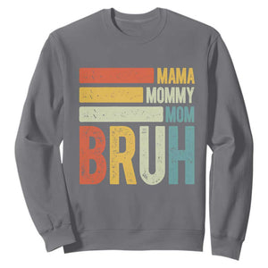 Funny Mama Mommy Mom Bruh Sweatshirt Mother's Day Vintage Stripes TS11 Charcoal Print Your Wear