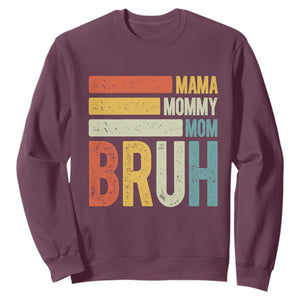 Funny Mama Mommy Mom Bruh Sweatshirt Mother's Day Vintage Stripes TS11 Maroon Print Your Wear