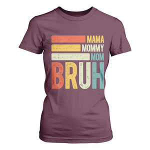 Funny Mama Mommy Mom Bruh T Shirt For Women Mother's Day Vintage Stripes TS11 Maroon Print Your Wear