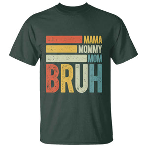 Funny Mama Mommy Mom Bruh T Shirt Mother's Day Vintage Stripes TS11 Dark Forest Green Print Your Wear