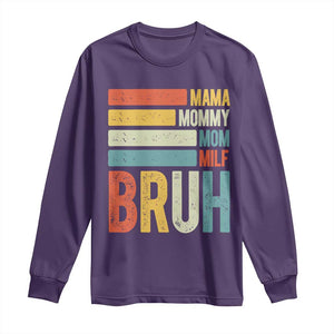 Funny Mama Mommy Mom Milf Bruh Long Sleeve Shirt Mother's Day Vintage Stripes TS11 Purple Print Your Wear