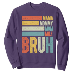 Funny Mama Mommy Mom Milf Bruh Sweatshirt Mother's Day Vintage Stripes TS11 Purple Print Your Wear