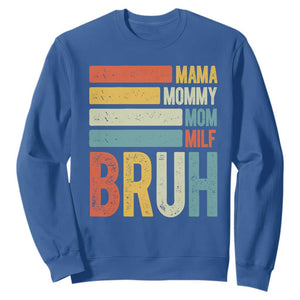 Funny Mama Mommy Mom Milf Bruh Sweatshirt Mother's Day Vintage Stripes TS11 Royal Blue Print Your Wear