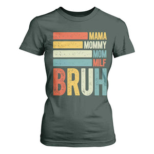 Funny Mama Mommy Mom Milf Bruh T Shirt For Women Mother's Day Vintage Stripes TS11 Dark Forest Green Print Your Wear