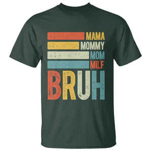 Funny Mama Mommy Mom Milf Bruh T Shirt Mother's Day Vintage Stripes TS11 Dark Forest Green Print Your Wear