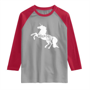 Funny Mama Unicorn Raglan Shirt Mamacorn Mommy Mother's Day TS11 Sport Gray Red Print Your Wear