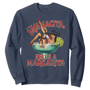 Funny Mamacita Needs A Margarita Sweatshirt Magarita Cocktail Mexican Pin Up Girl TS11 Navy Print Your Wear