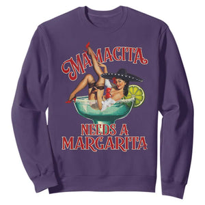 Funny Mamacita Needs A Margarita Sweatshirt Magarita Cocktail Mexican Pin Up Girl TS11 Purple Print Your Wear