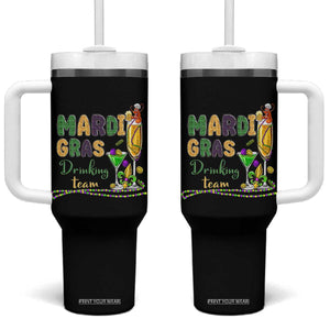 Funny Mardi Gras Drinking Team Tumbler With Handle Cocktails Wine Crawfish Beads Glitter Print TS11 One Size: 40 oz Black Print Your Wear