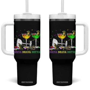 Funny Mardi Gras Drinking Tumbler With Handle Drink Drank Drunk Glass Of Wine Alligators TS11 One Size: 40 oz Black Print Your Wear