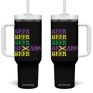 Funny Mardi Gras Drinking Tumbler With Handle Retro Beads Beer Carnival Party TS11 One Size: 40 oz Black Print Your Wear