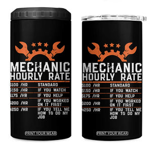 Funny Mechanic Hourly Rate Auto Car Mechanic Labor Rates 4 in 1 Can Cooler Tumbler TS11 One Size: 16 oz Black Print Your Wear