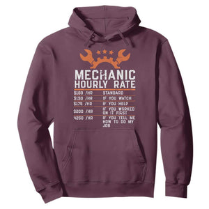 Funny Mechanic Hourly Rate Auto Car Mechanic Labor Rates Hoodie TS11 Maroon Print Your Wear