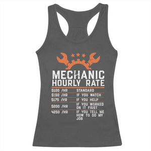 Funny Mechanic Hourly Rate Auto Car Mechanic Labor Rates Racerback Tank Top TS11 Dark Heather Print Your Wear