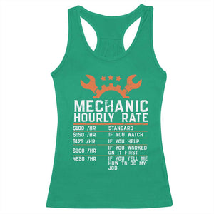 Funny Mechanic Hourly Rate Auto Car Mechanic Labor Rates Racerback Tank Top TS11 Irish Green Print Your Wear