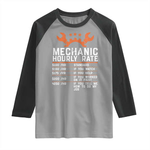 Funny Mechanic Hourly Rate Auto Car Mechanic Labor Rates Raglan Shirt TS11 Sport Gray Black Print Your Wear
