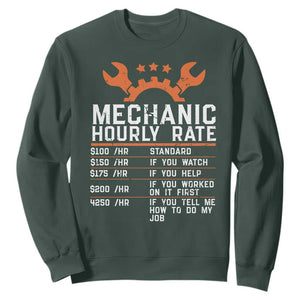 Funny Mechanic Hourly Rate Auto Car Mechanic Labor Rates Sweatshirt TS11 Dark Forest Green Print Your Wear