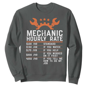 Funny Mechanic Hourly Rate Auto Car Mechanic Labor Rates Sweatshirt TS11 Dark Heather Print Your Wear