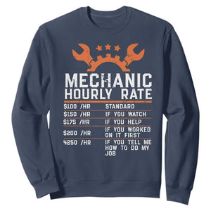 Funny Mechanic Hourly Rate Auto Car Mechanic Labor Rates Sweatshirt TS11 Navy Print Your Wear