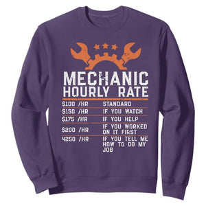 Funny Mechanic Hourly Rate Auto Car Mechanic Labor Rates Sweatshirt TS11 Purple Print Your Wear