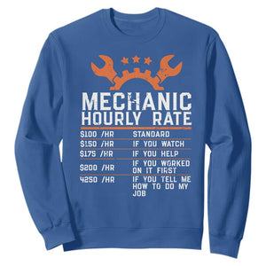 Funny Mechanic Hourly Rate Auto Car Mechanic Labor Rates Sweatshirt TS11 Royal Blue Print Your Wear