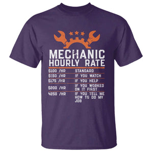 Funny Mechanic Hourly Rate Auto Car Mechanic Labor Rates T Shirt TS11 Purple Print Your Wear